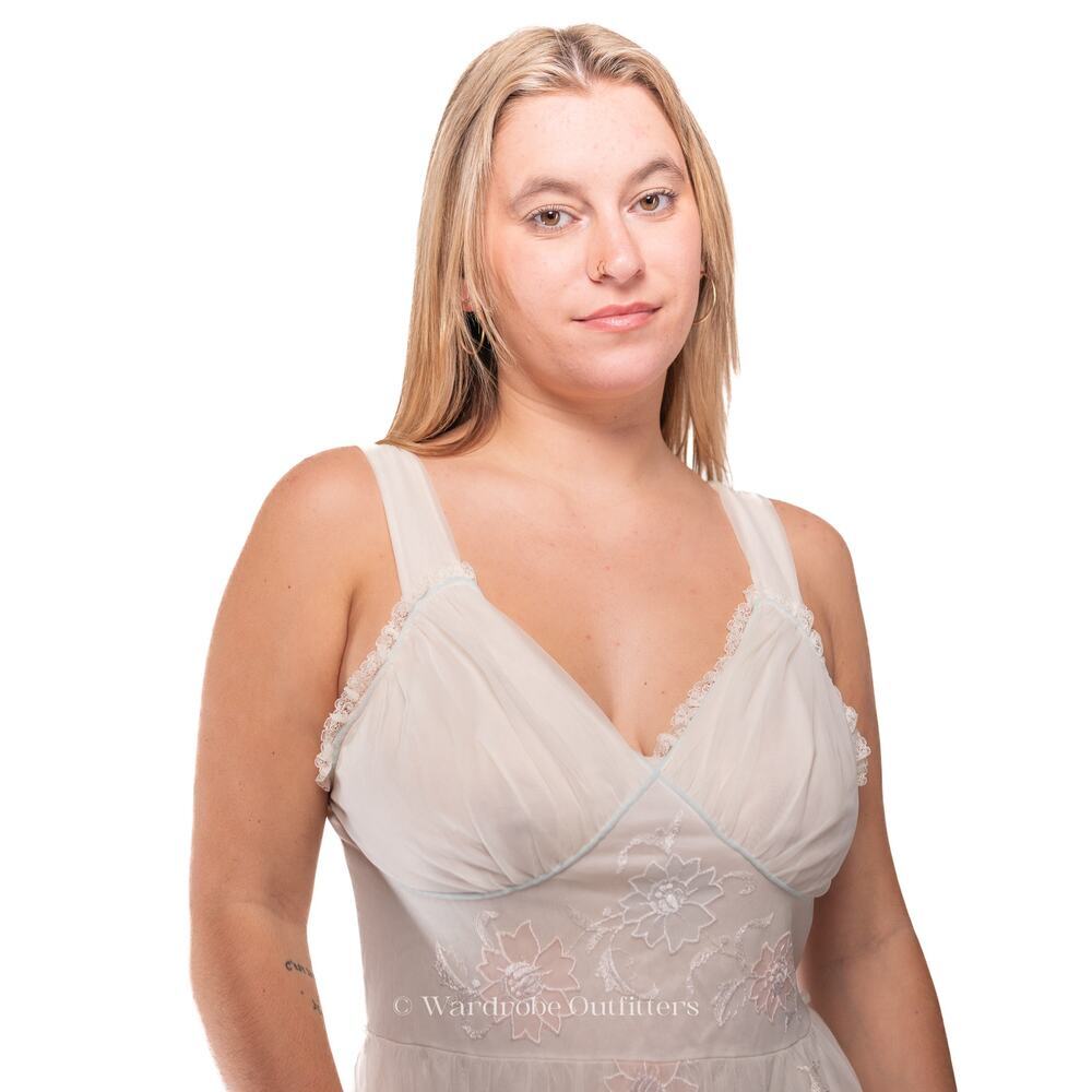 Vintage 50's Sheer White Nylon Gown Dress - Picture 5 of 13